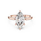 Marquise Cut Hidden Halo Diamond Engagement Ring with Pavé Bridge