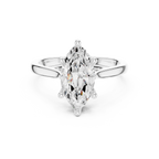 Marquise Cut Hidden Halo Diamond Engagement Ring with Pavé Bridge