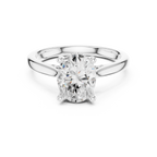 Oval Cut Hidden Halo Diamond Engagement Ring with Pavé Bridge