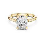 Oval Cut Hidden Halo Diamond Engagement Ring with Pavé Bridge