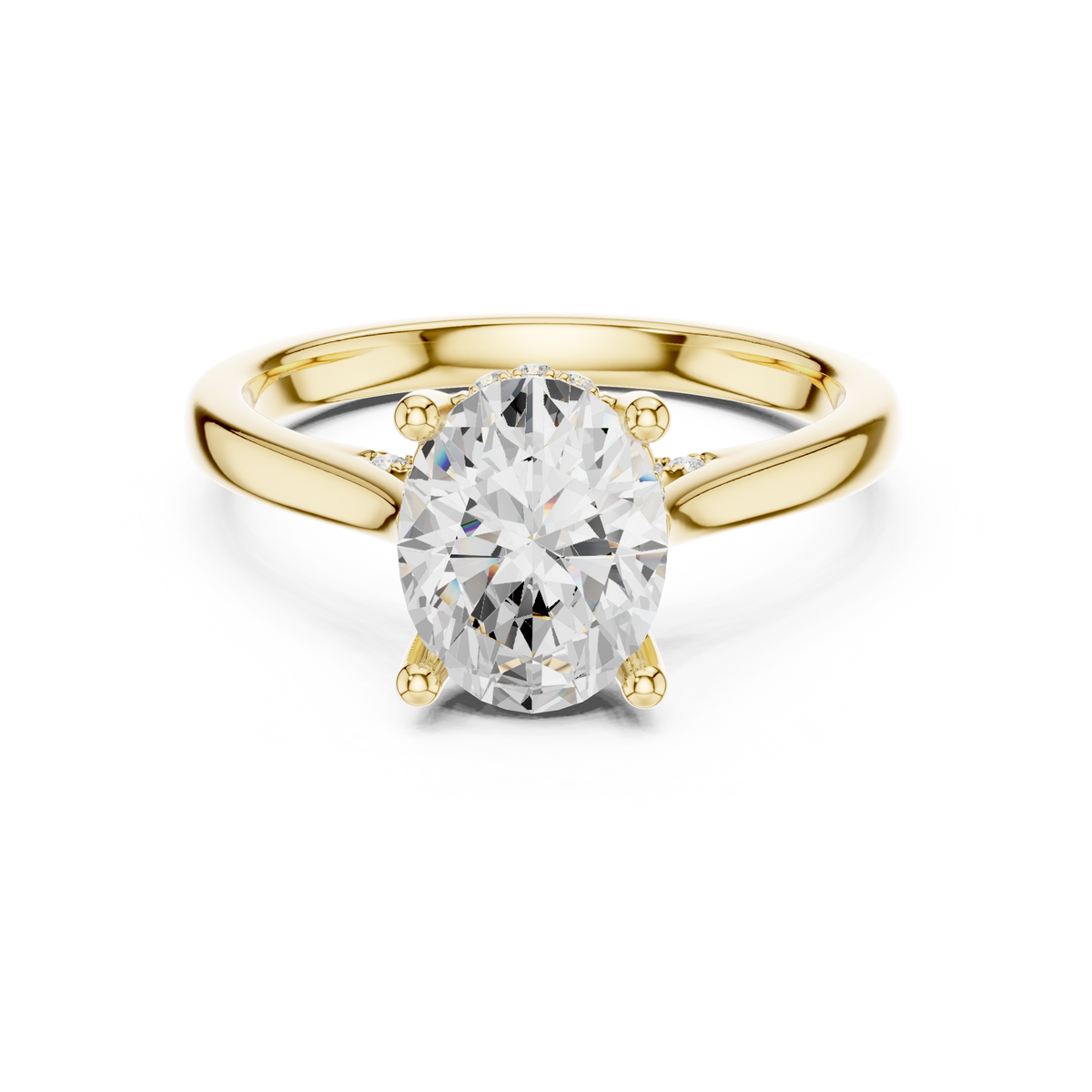 Oval Cut Hidden Halo Diamond Engagement Ring with Pavé Bridge – view 9 of 12, lab grown diamond ring | Jewelix Atelier