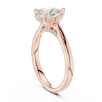 Pear Cut Hidden Halo Diamond Engagement Ring with Pavé Bridge