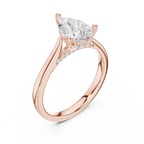 Pear Cut Hidden Halo Diamond Engagement Ring with Pavé Bridge