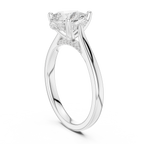 Pear Cut Hidden Halo Diamond Engagement Ring with Pavé Bridge