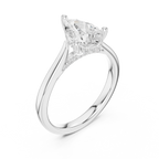 Pear Cut Hidden Halo Diamond Engagement Ring with Pavé Bridge