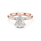 Pear Cut Hidden Halo Diamond Engagement Ring with Pavé Bridge