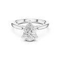 Pear Cut Hidden Halo Diamond Engagement Ring with Pavé Bridge
