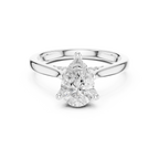 Pear Cut Hidden Halo Diamond Engagement Ring with Pavé Bridge