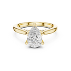 Pear Cut Hidden Halo Diamond Engagement Ring with Pavé Bridge