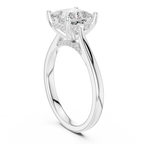 Princess Cut Hidden Halo Diamond Engagement Ring with Pavé Bridge