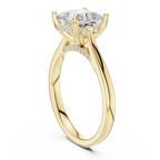 Princess Cut Hidden Halo Diamond Engagement Ring with Pavé Bridge