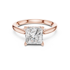 Princess Cut Hidden Halo Diamond Engagement Ring with Pavé Bridge
