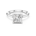 Princess Cut Hidden Halo Diamond Engagement Ring with Pavé Bridge