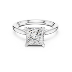 Princess Cut Hidden Halo Diamond Engagement Ring with Pavé Bridge