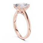 Radiant Cut Hidden Halo Diamond Engagement Ring with Pavé Bridge