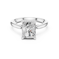 Radiant Cut Hidden Halo Diamond Engagement Ring with Pavé Bridge