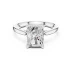 Radiant Cut Hidden Halo Diamond Engagement Ring with Pavé Bridge