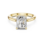 Radiant Cut Hidden Halo Diamond Engagement Ring with Pavé Bridge