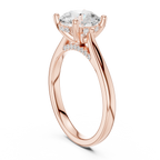 Round Cut Hidden Halo Diamond Engagement Ring with Pavé Bridge