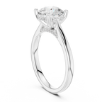 Round Cut Hidden Halo Diamond Engagement Ring with Pavé Bridge