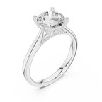 Round Cut Hidden Halo Diamond Engagement Ring with Pavé Bridge