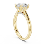 Round Cut Hidden Halo Diamond Engagement Ring with Pavé Bridge