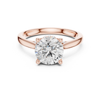 Round Cut Hidden Halo Diamond Engagement Ring with Pavé Bridge