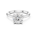 Round Cut Hidden Halo Diamond Engagement Ring with Pavé Bridge