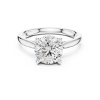 Round Cut Hidden Halo Diamond Engagement Ring with Pavé Bridge