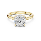 Round Cut Hidden Halo Diamond Engagement Ring with Pavé Bridge