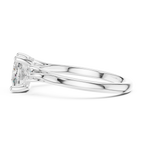 Cushion Cut Three Stone Hidden Halo Diamond Engagement Ring