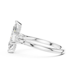 Marquise Cut Three Stone Hidden Halo Diamond Engagement Ring