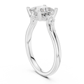 Princess Cut Three Stone Hidden Halo Diamond Engagement Ring