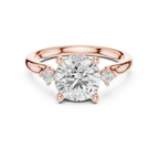 Round Cut Three Stone Hidden Halo Diamond Engagement Ring