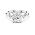 Round Cut Three Stone Hidden Halo Diamond Engagement Ring