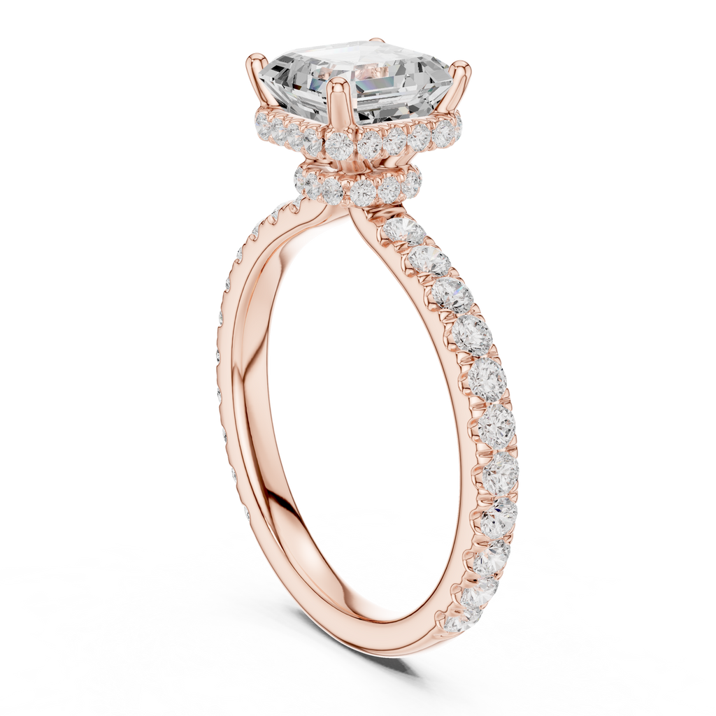 Asscher Cut Double Halo Pavé Engagement Ring