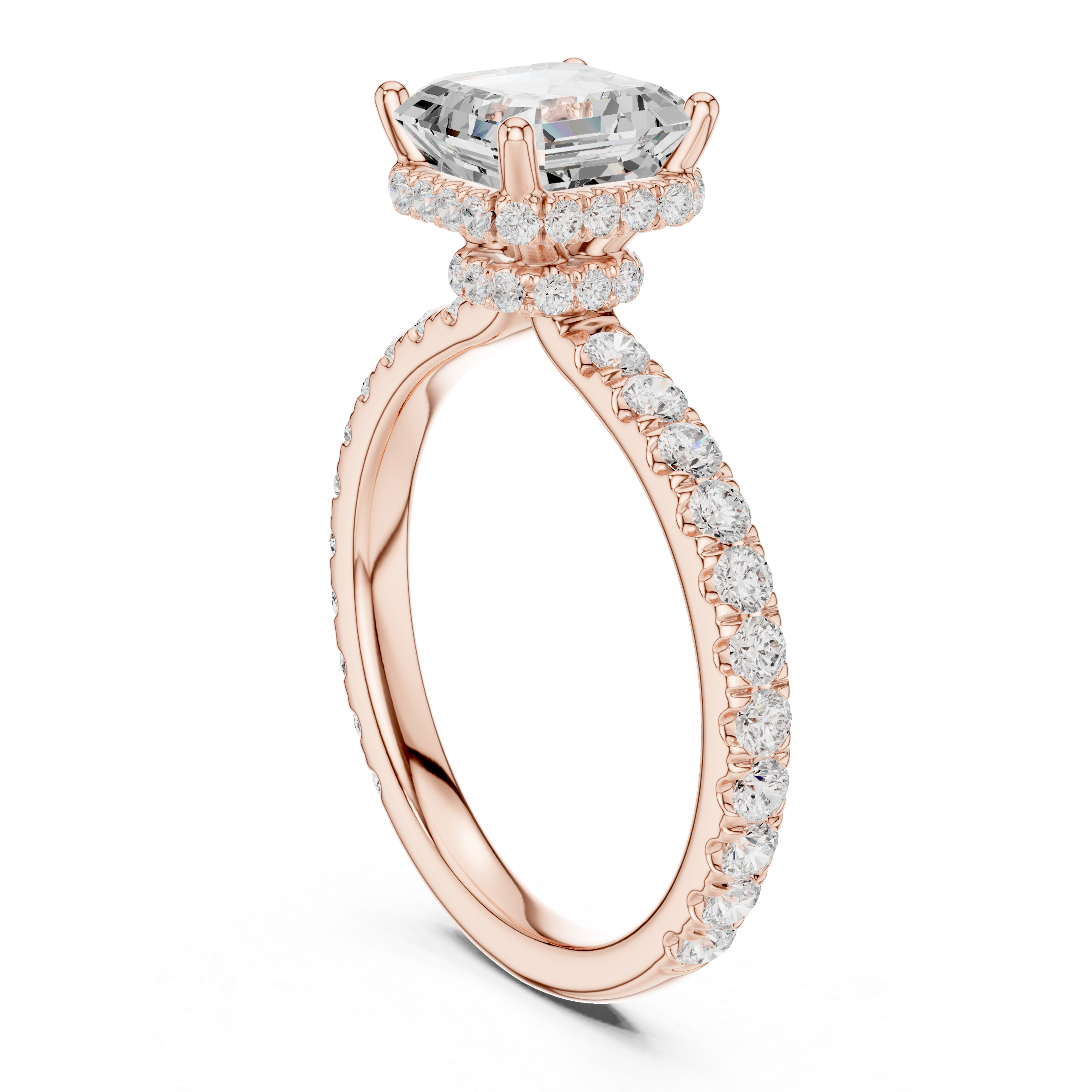Asscher Cut Double Halo Pavé Engagement Ring