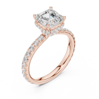 Asscher Cut Double Halo Pavé Engagement Ring