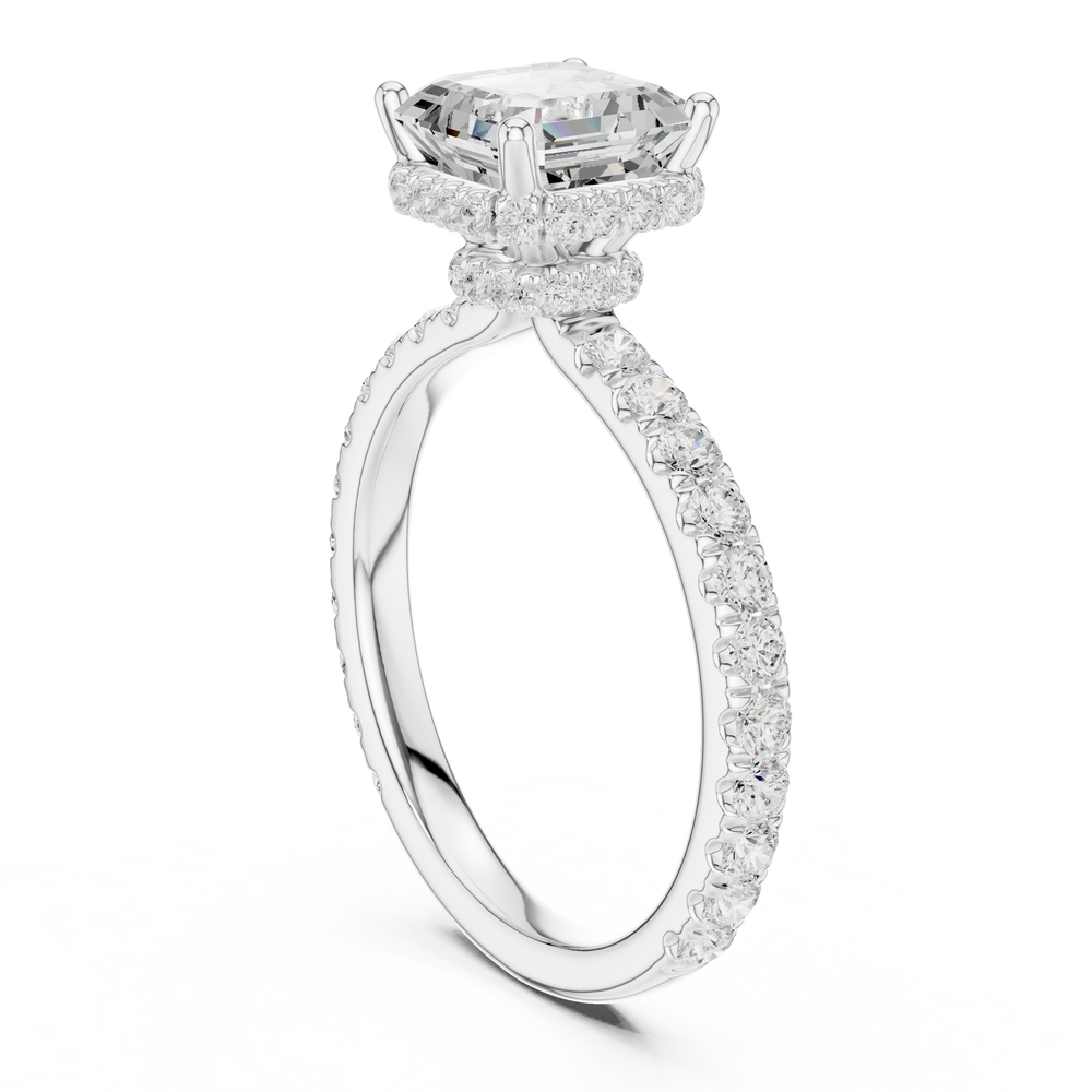 Asscher Cut Double Halo Pavé Engagement Ring