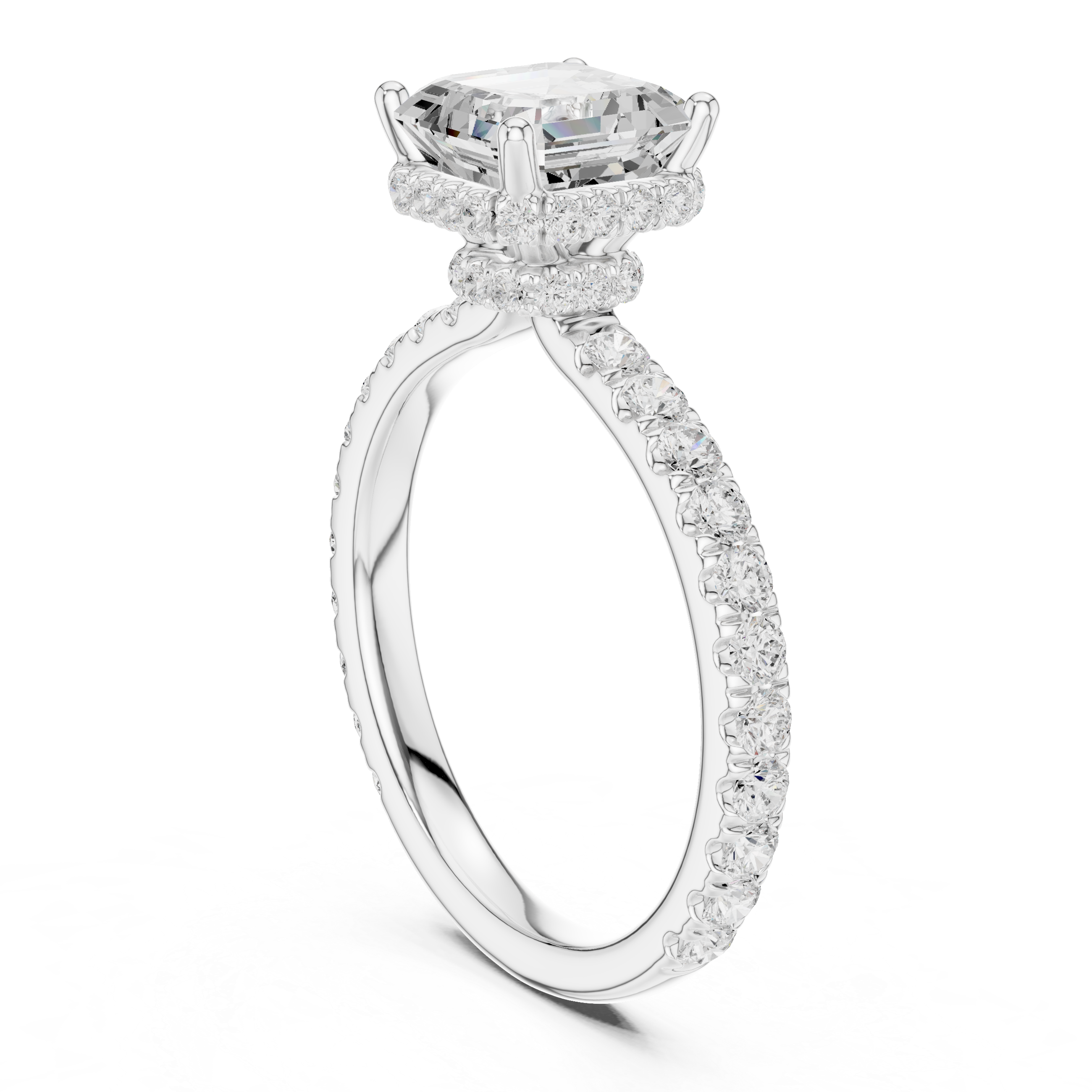 Asscher Cut Double Halo Pavé Engagement Ring
