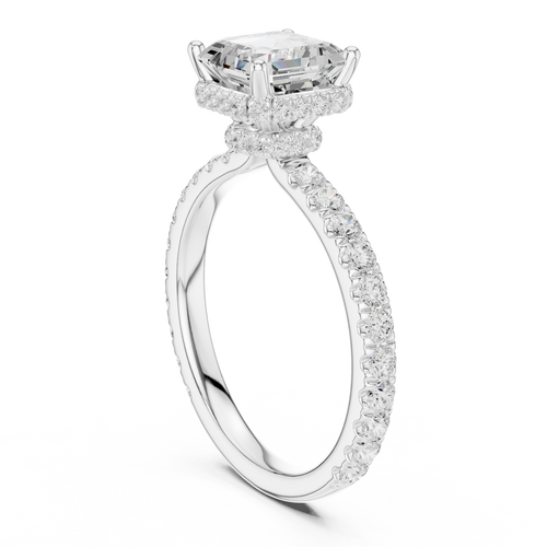 Asscher Cut Double Halo Pavé Engagement Ring