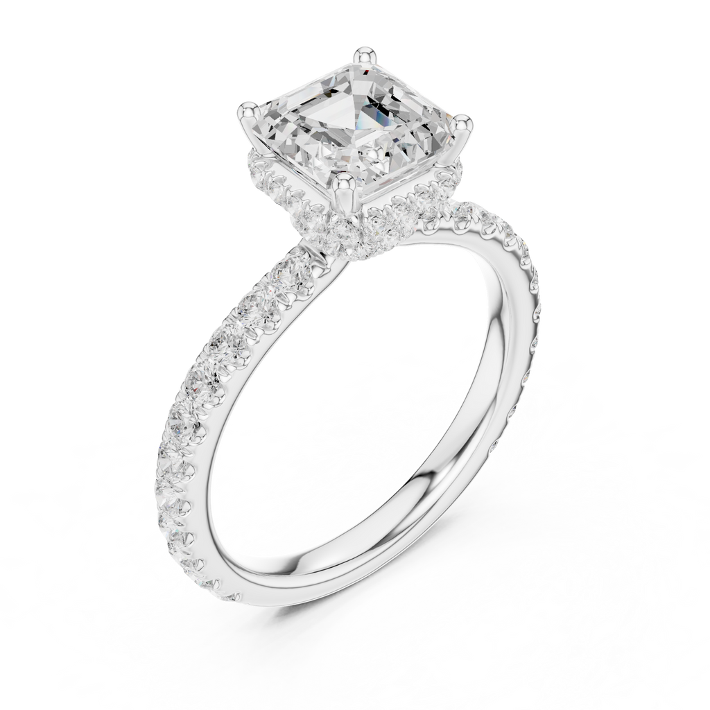 Asscher Cut Double Halo Pavé Engagement Ring
