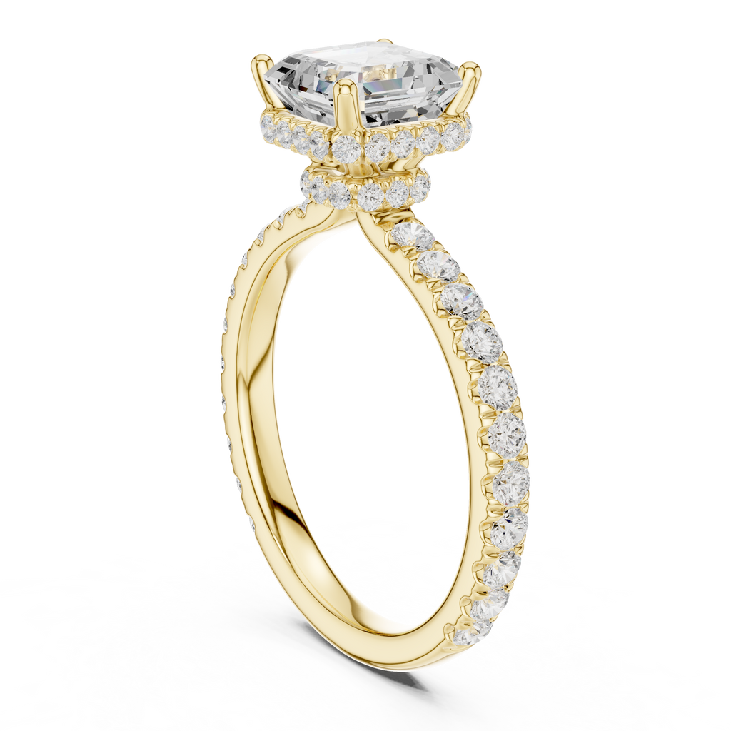 Asscher Cut Double Halo Pavé Engagement Ring