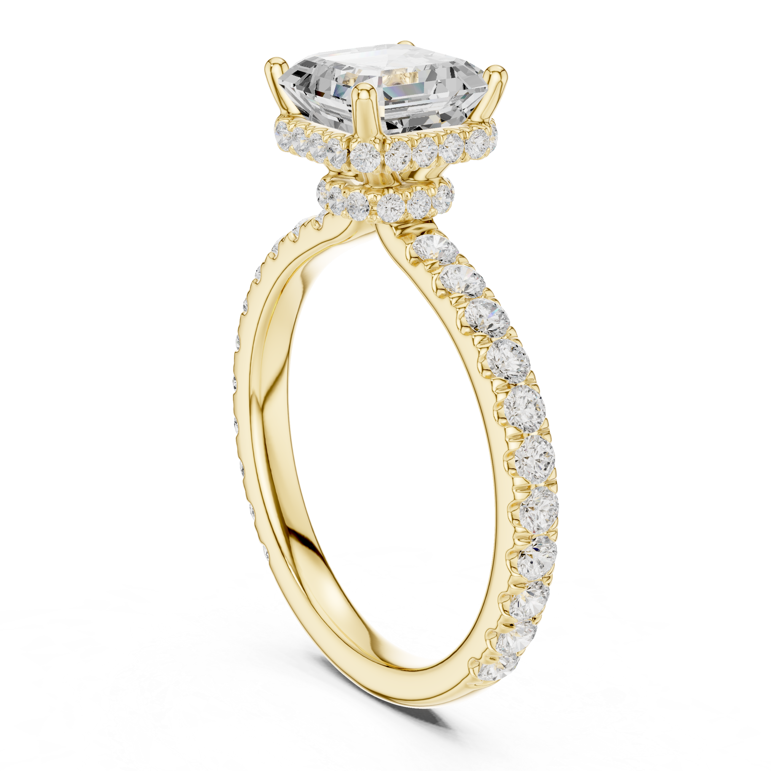 Asscher Cut Double Halo Pavé Engagement Ring