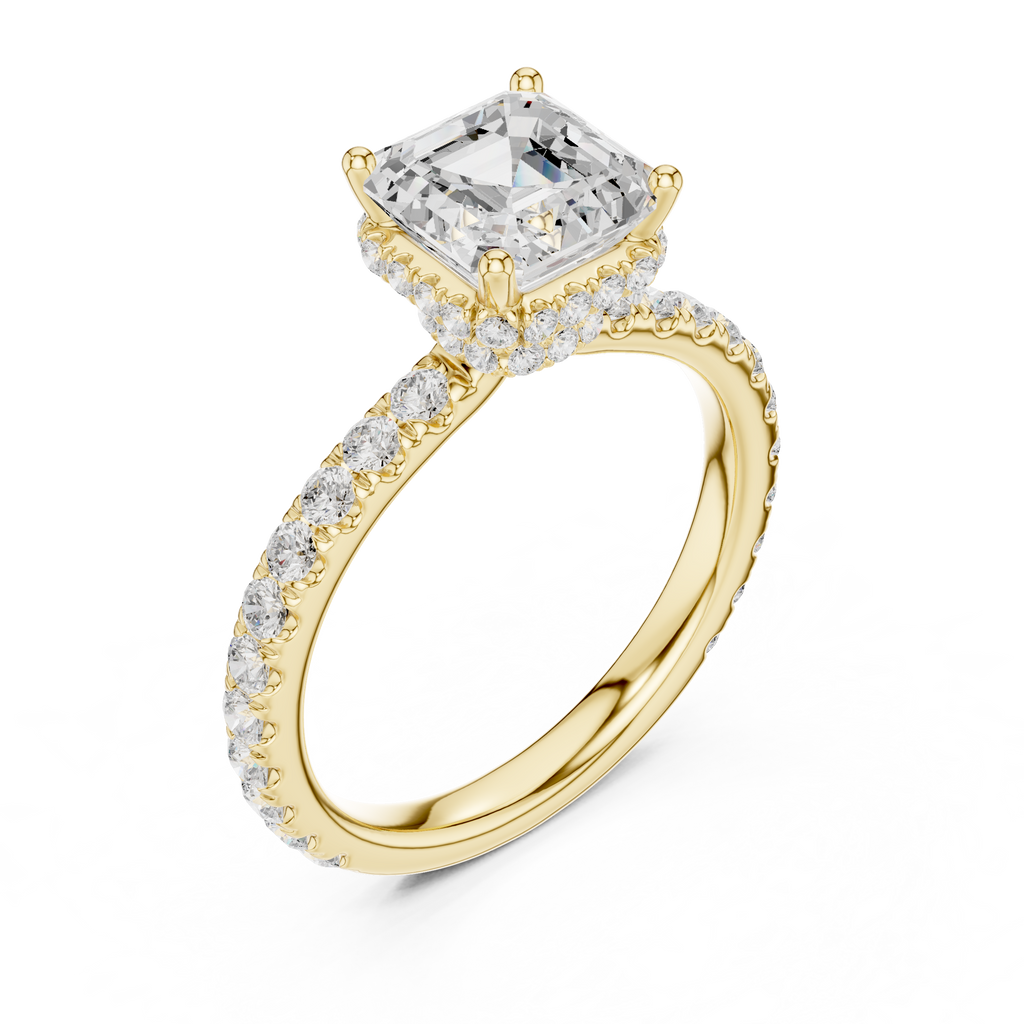 Asscher Cut Double Halo Pavé Engagement Ring