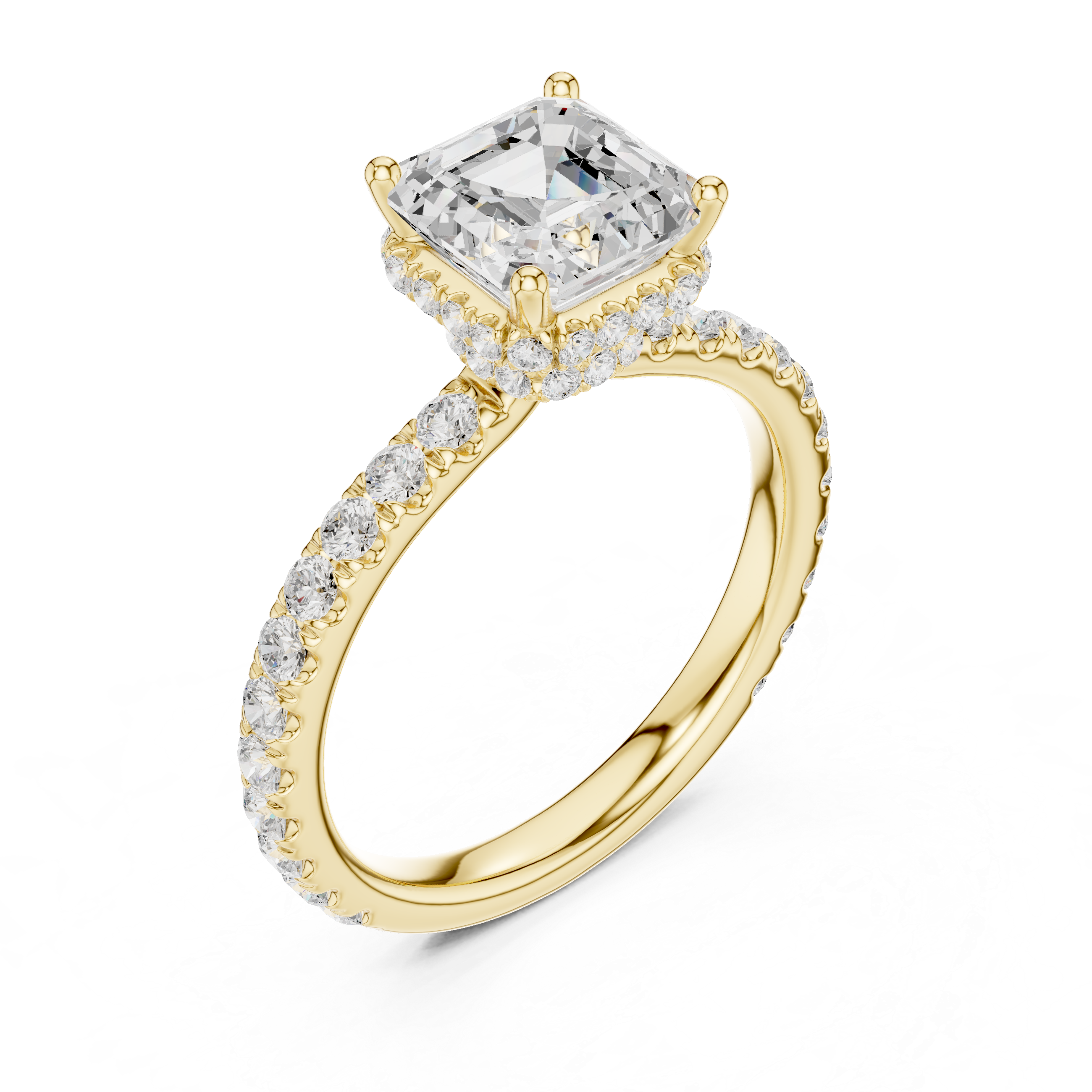 Asscher Cut Double Halo Pavé Engagement Ring