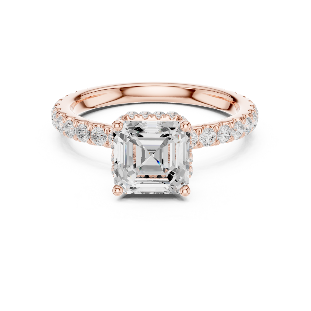 Asscher Cut Double Halo Pavé Engagement Ring