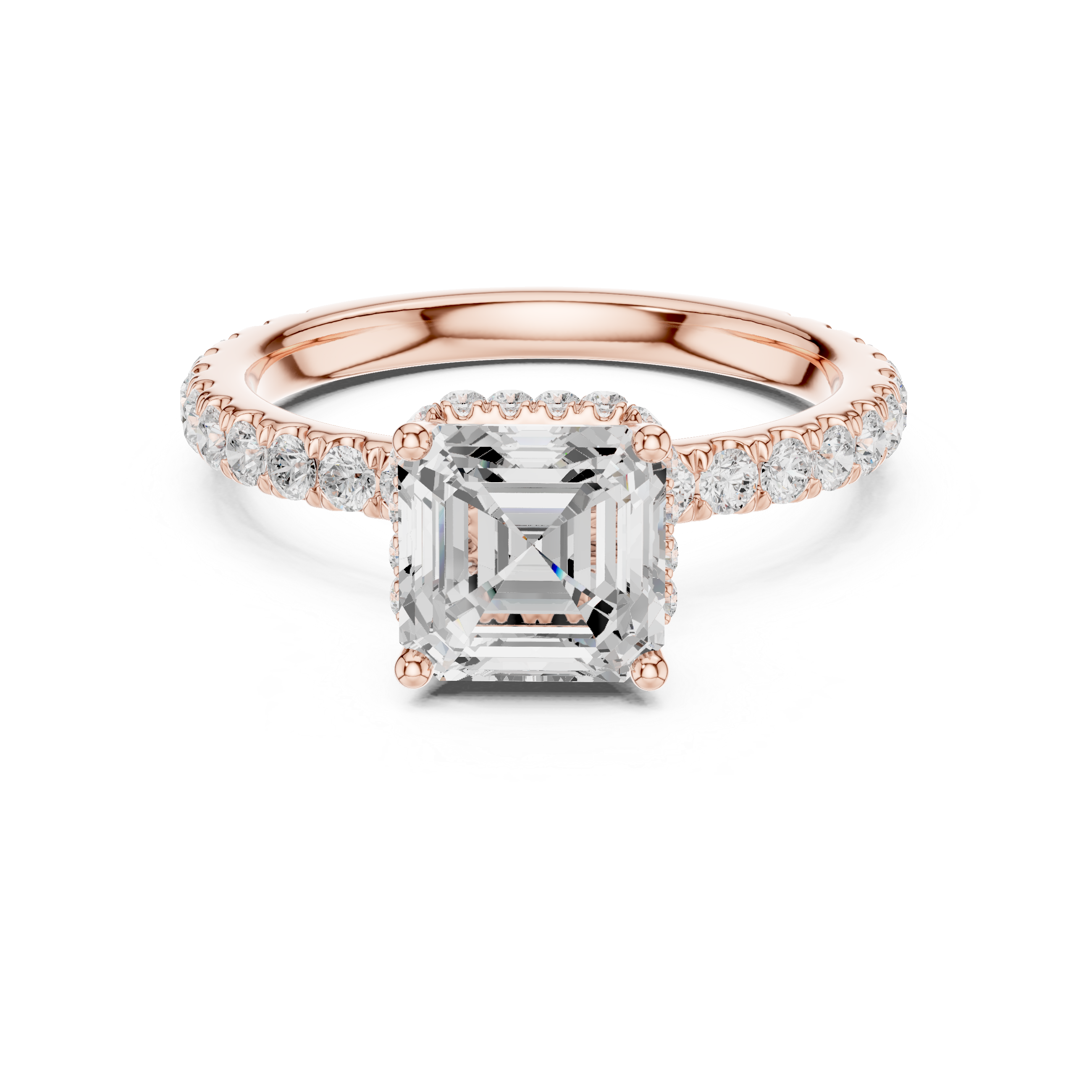 Asscher Cut Double Halo Pavé Engagement Ring