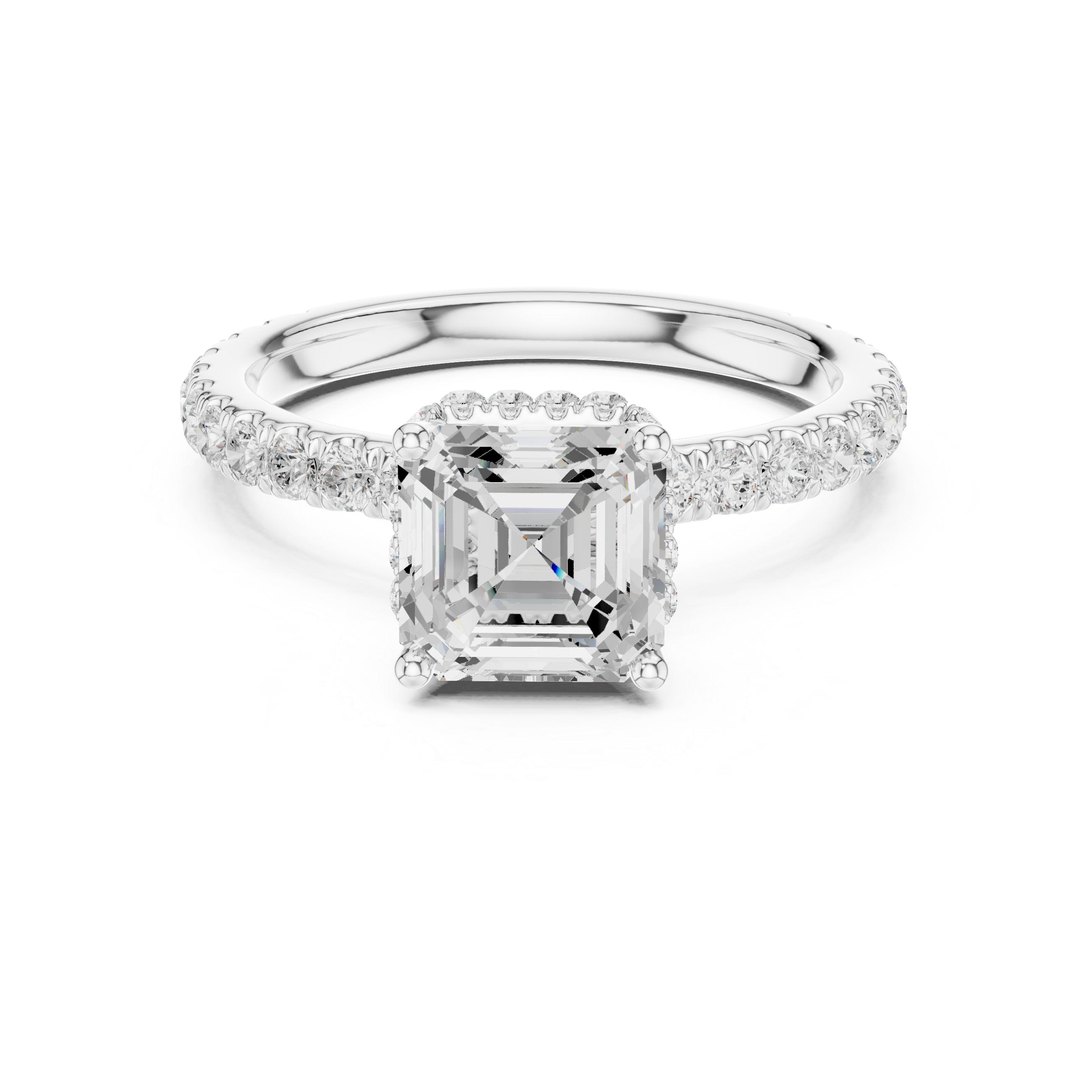 Asscher Cut Double Halo Pavé Engagement Ring