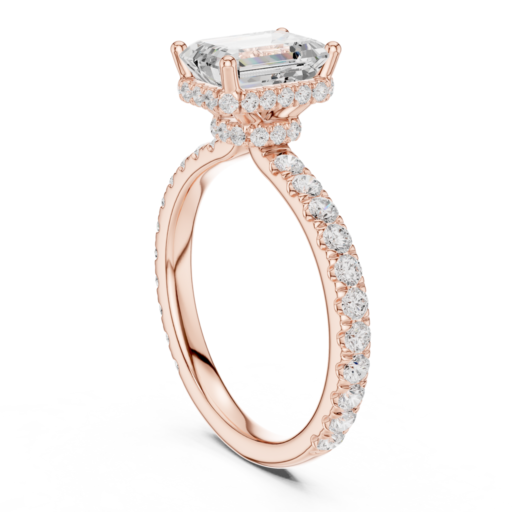Emerald Cut Double Halo Pavé Engagement Ring